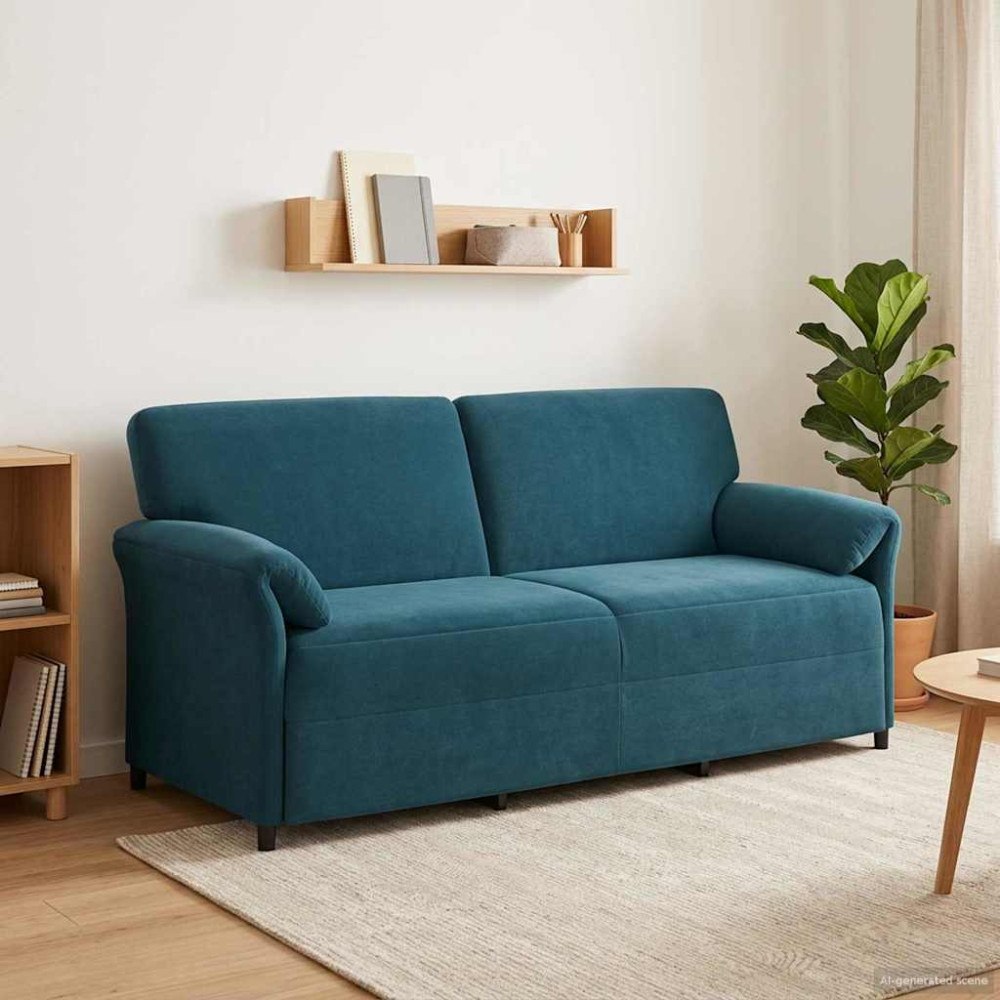 vidaXL 3-Sits soffa Blå 198 x 83 x 95 cm Sammet