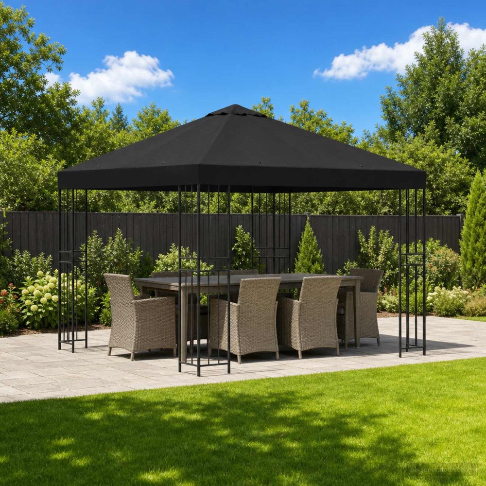 vidaXL Paviljong 3 x 3 m Svart Polyester och Stål 190 gsm