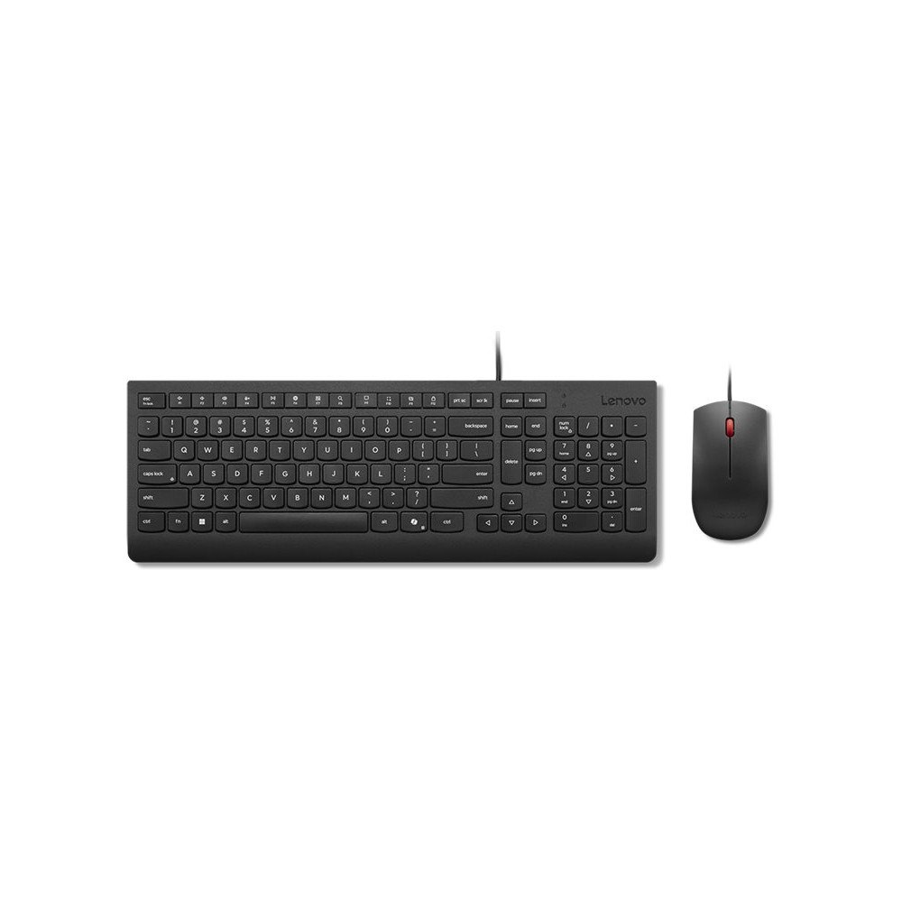 Lenovo Lenovo Essential Wired Combo - sats med tangentbord och mus - QWERTY - USA med eurosymbol - svart Inmatningsenhet