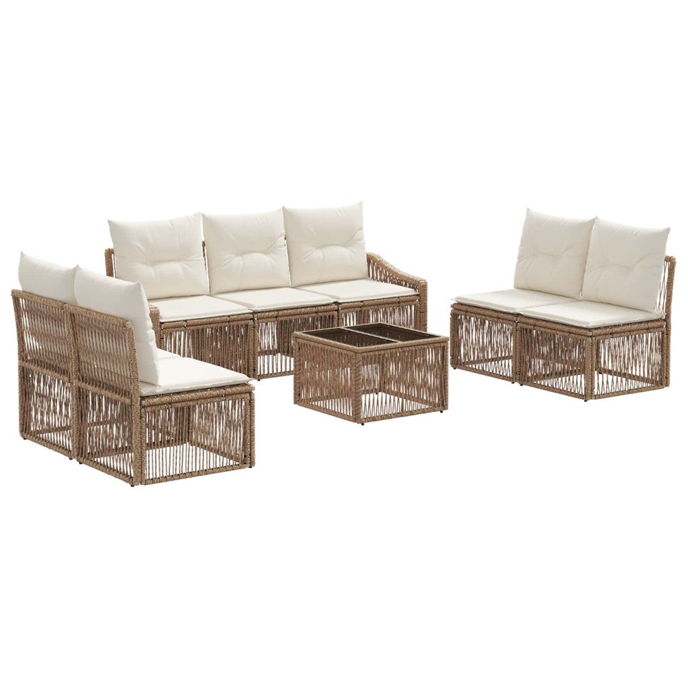vidaXL Trädgårdsoffset 8 pcs Beige konstrotting