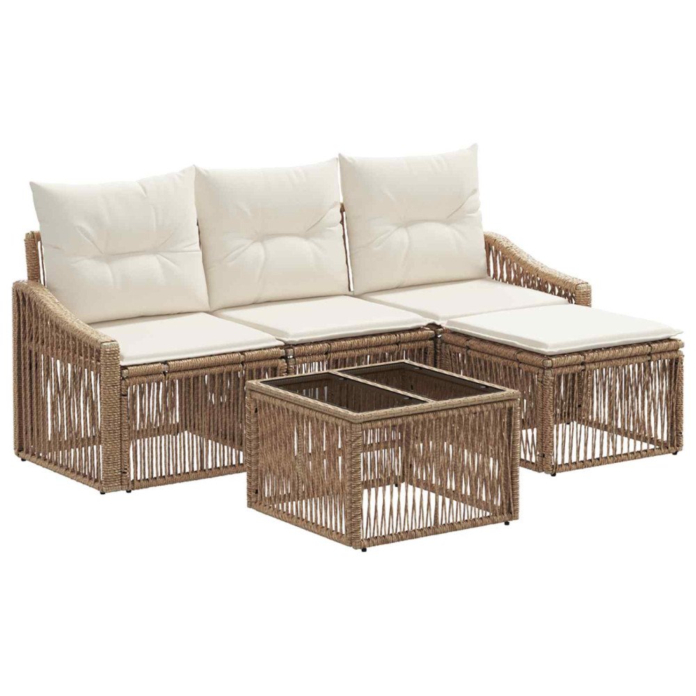 vidaXL Trädgårdsoffset 5 pcs Beige konstrotting