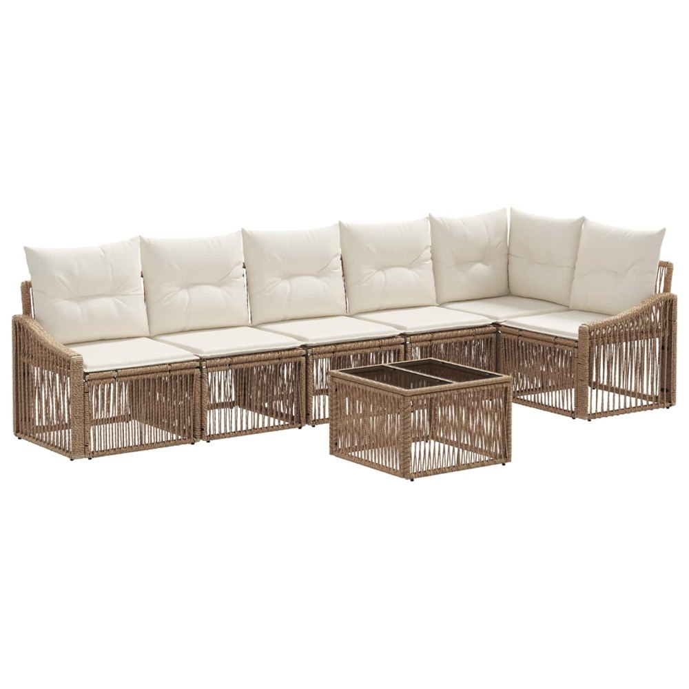 vidaXL Trädgårdsoffset 7 pcs Beige konstrotting