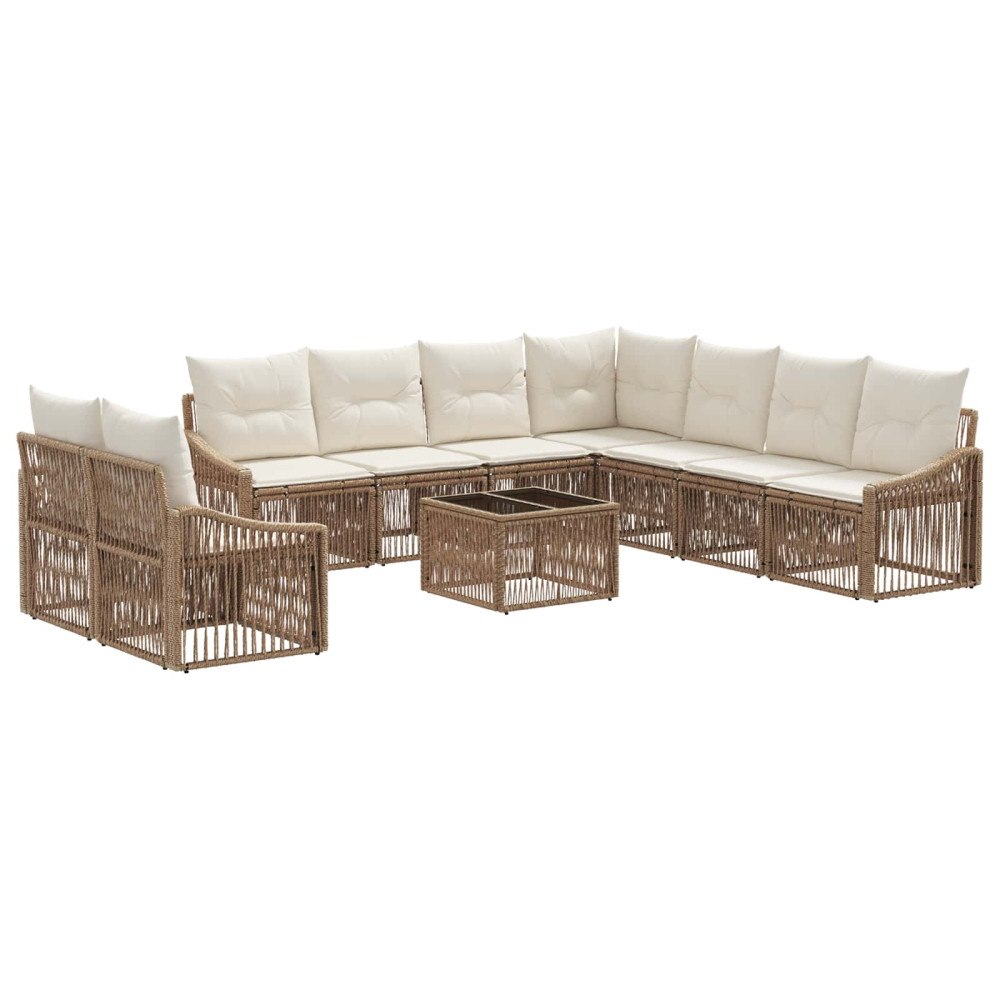 vidaXL Trädgårdsoffset 10 pcs Beige konstrotting