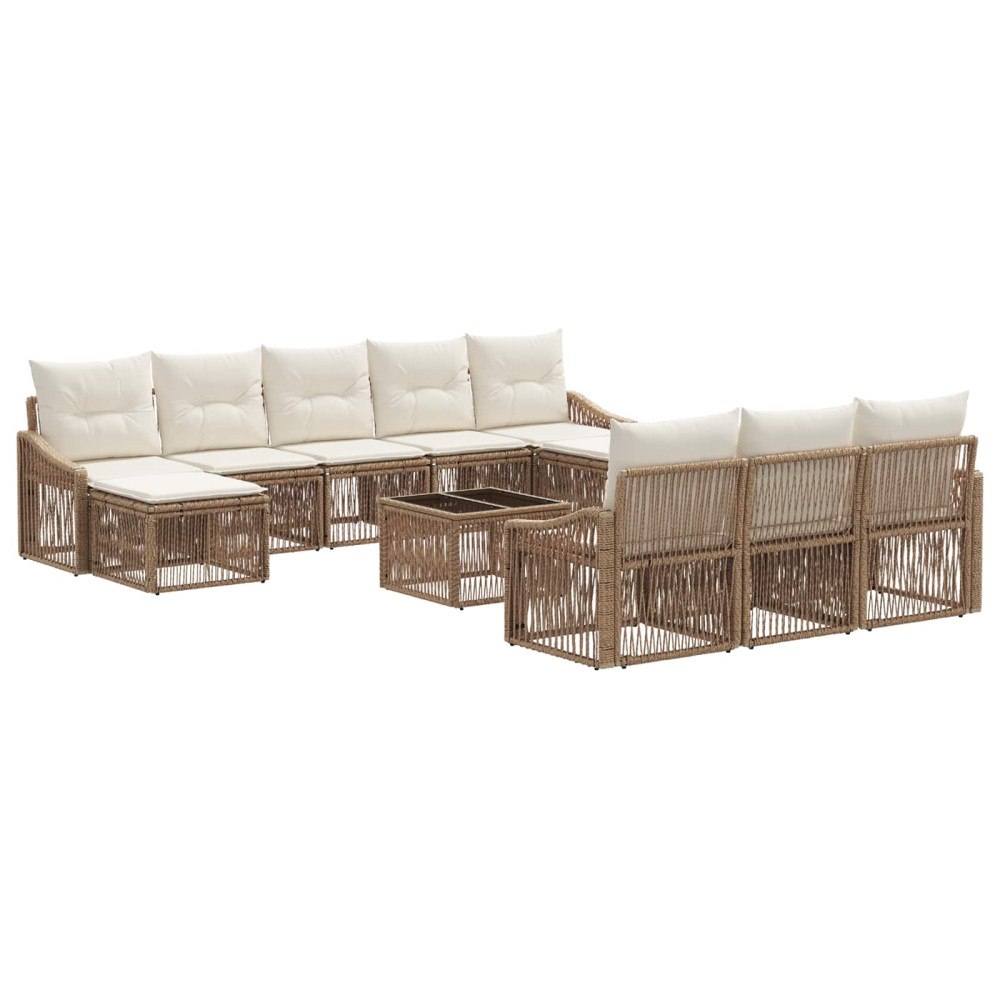 vidaXL Trädgårdsoffset 11 pcs Beige konstrotting
