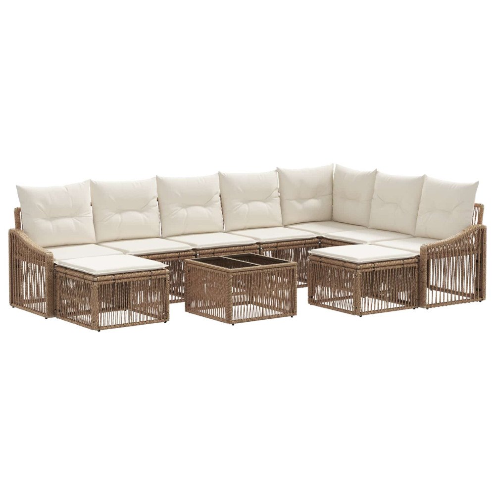 vidaXL Trädgårdsoffset 10 pcs Beige konstrotting