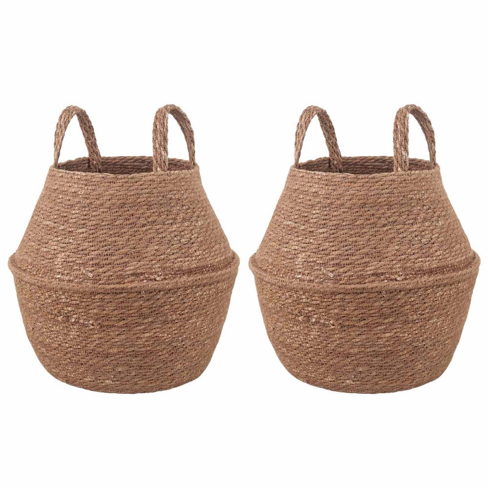 vidaXL Kruka med handtag 2 pcs Naturlig Ø 22 x 20 cm 100% Sjögräs