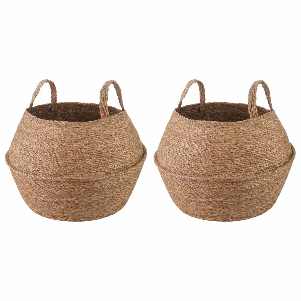 vidaXL Kruka med handtag 2 pcs Naturlig Ø 45 x 36 cm 100% Sjögräs