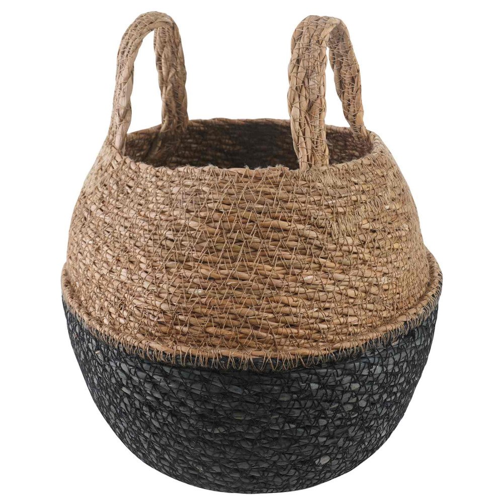 vidaXL Kruka med handtag Svart Ø 22 x 20 cm 100% Sjögräs