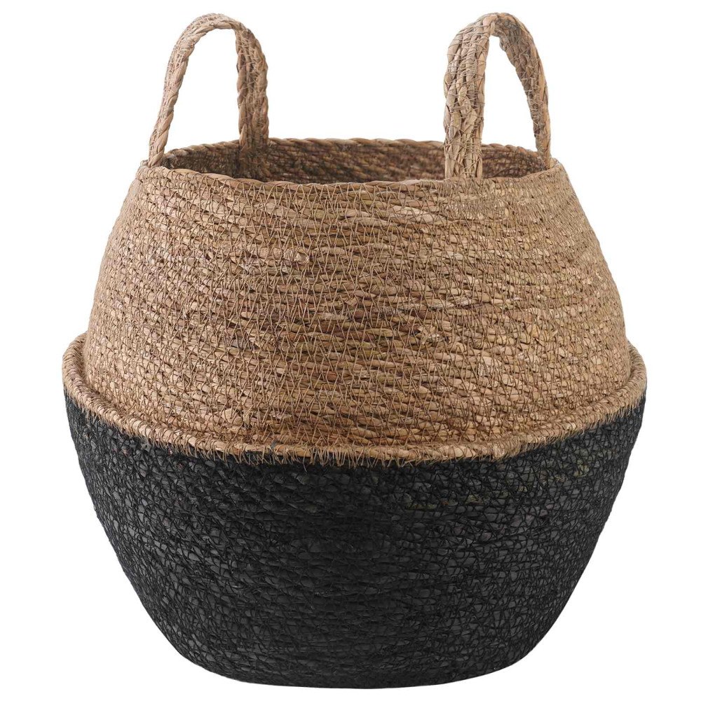 vidaXL Kruka med handtag Svart Ø 32 x 32 cm 100% Sjögräs