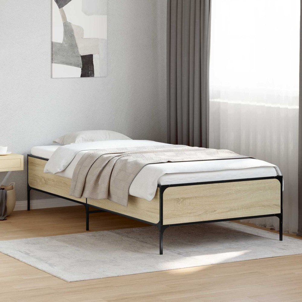vidaXL Sängram Sonoma-ek 80 x 200 cm Konstruerat trä