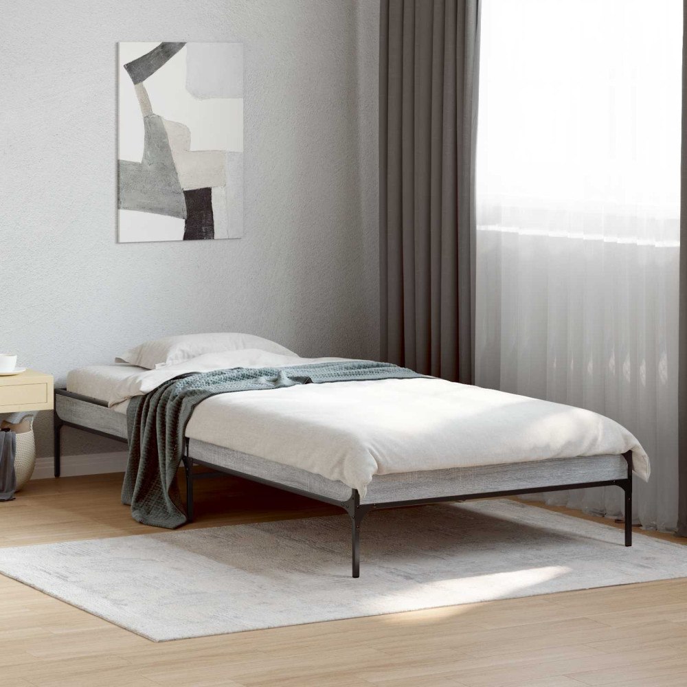 vidaXL Sängram Grå Sonoma 80 x 200 cm Konstruerat trä