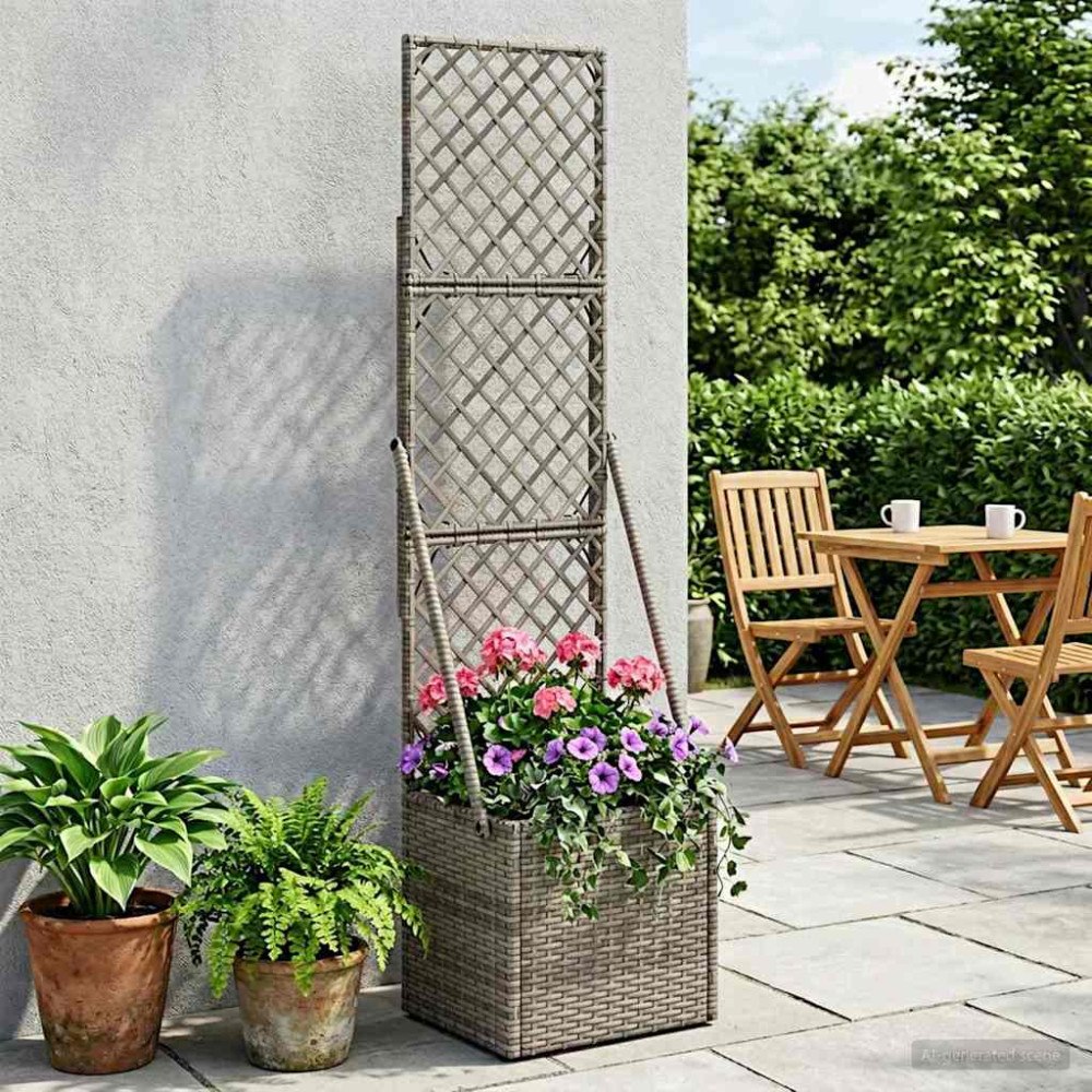 vidaXL Trädgårdsplanterare med trellis Grå 35 x 30 x 135 cm