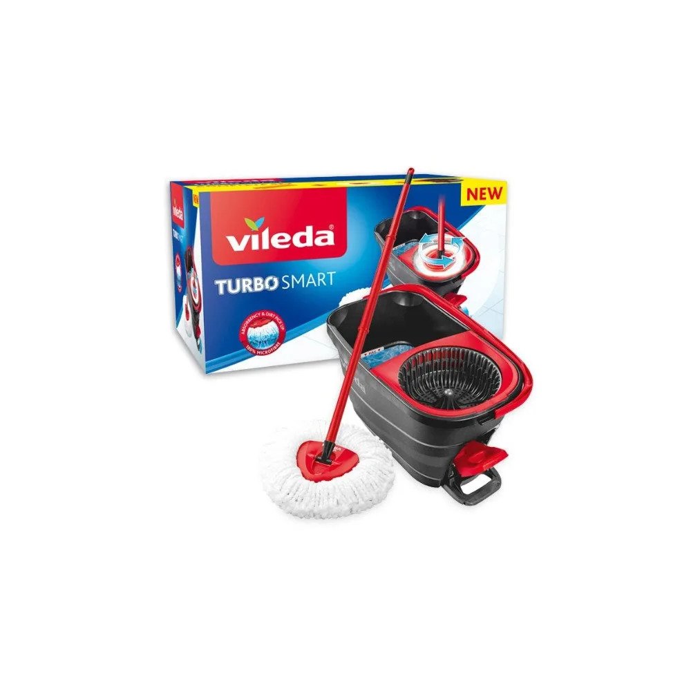 Vileda Vileda Turbo Smart, Mopp- och hinkset, Mikrofiber, Svart, Rö...