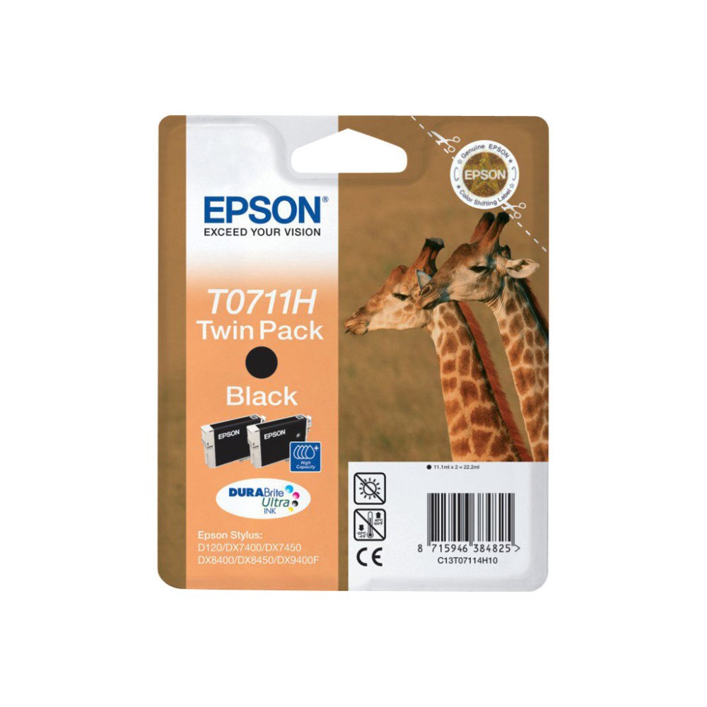 EPSON Epson T0711 Twin Pack - 2-pack - hög kapacitet - svart - original - bläckpatron