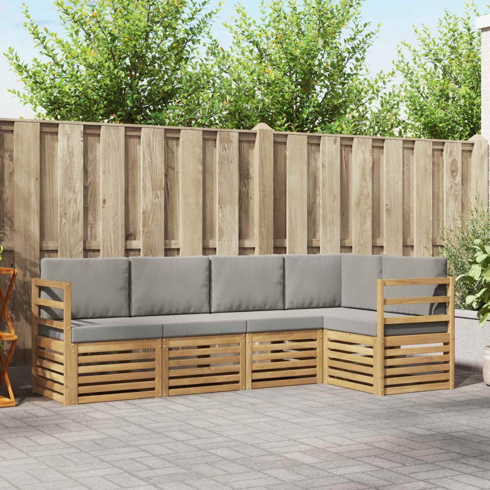 vidaXL Utomhussoffset 5 pcs Vit och ljusgrå 245 x 126,5 x 73 cm