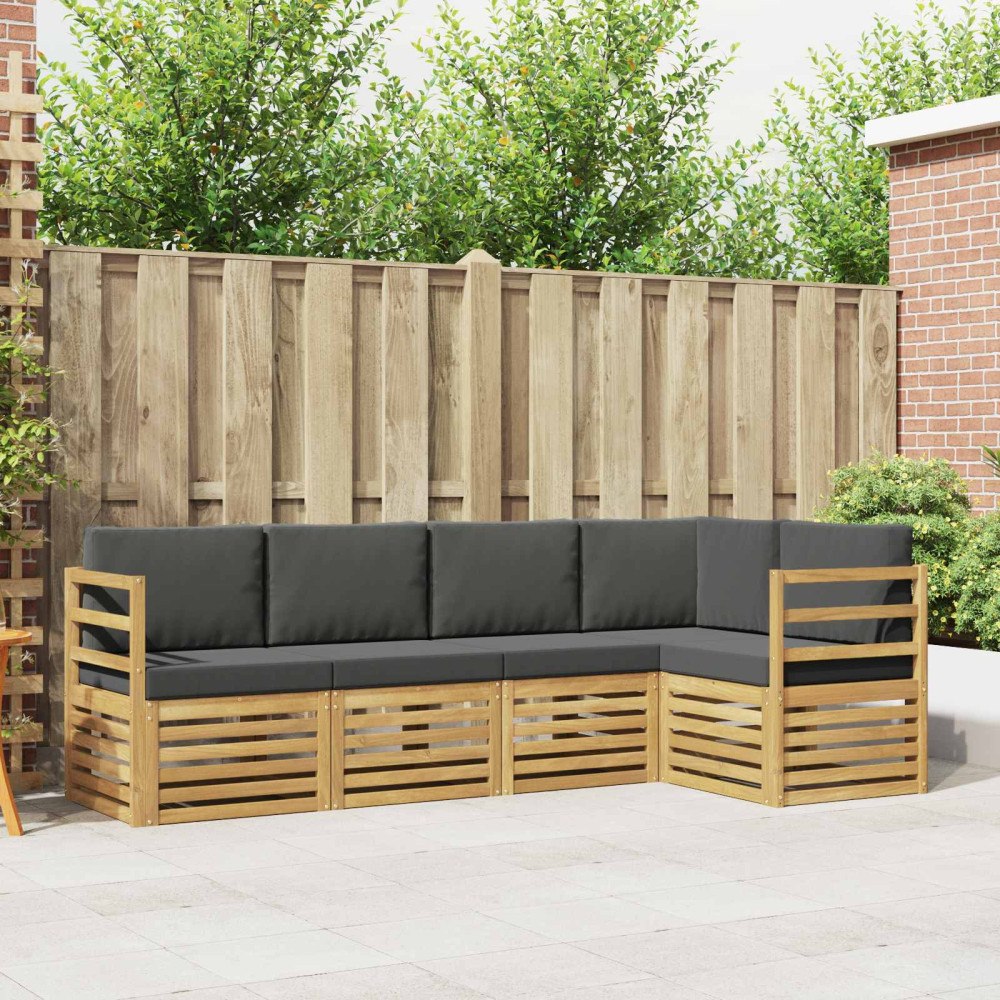 vidaXL Utomhussoffset 5 pcs Vit och antracit 245 x 126,5 x 73 cm