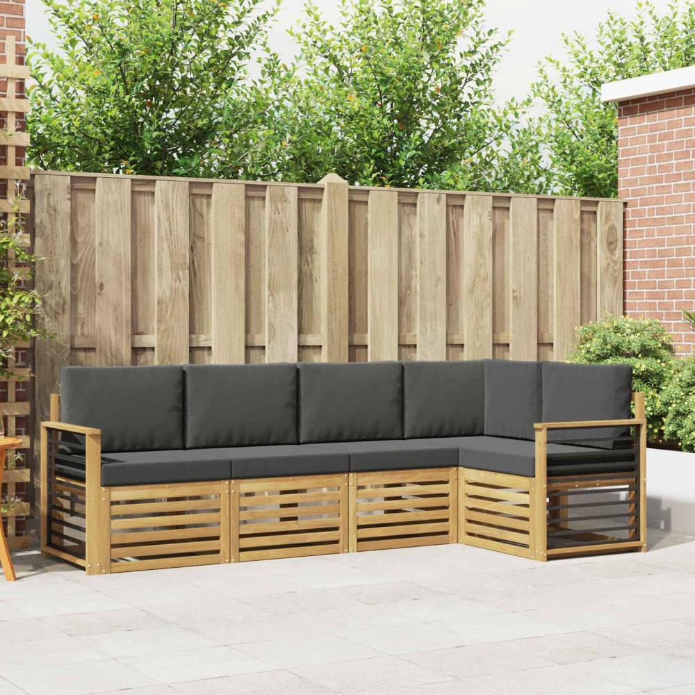 vidaXL Utomhussoffset 5 pcs Vit och antracit 247 x 128,5 x 73 cm