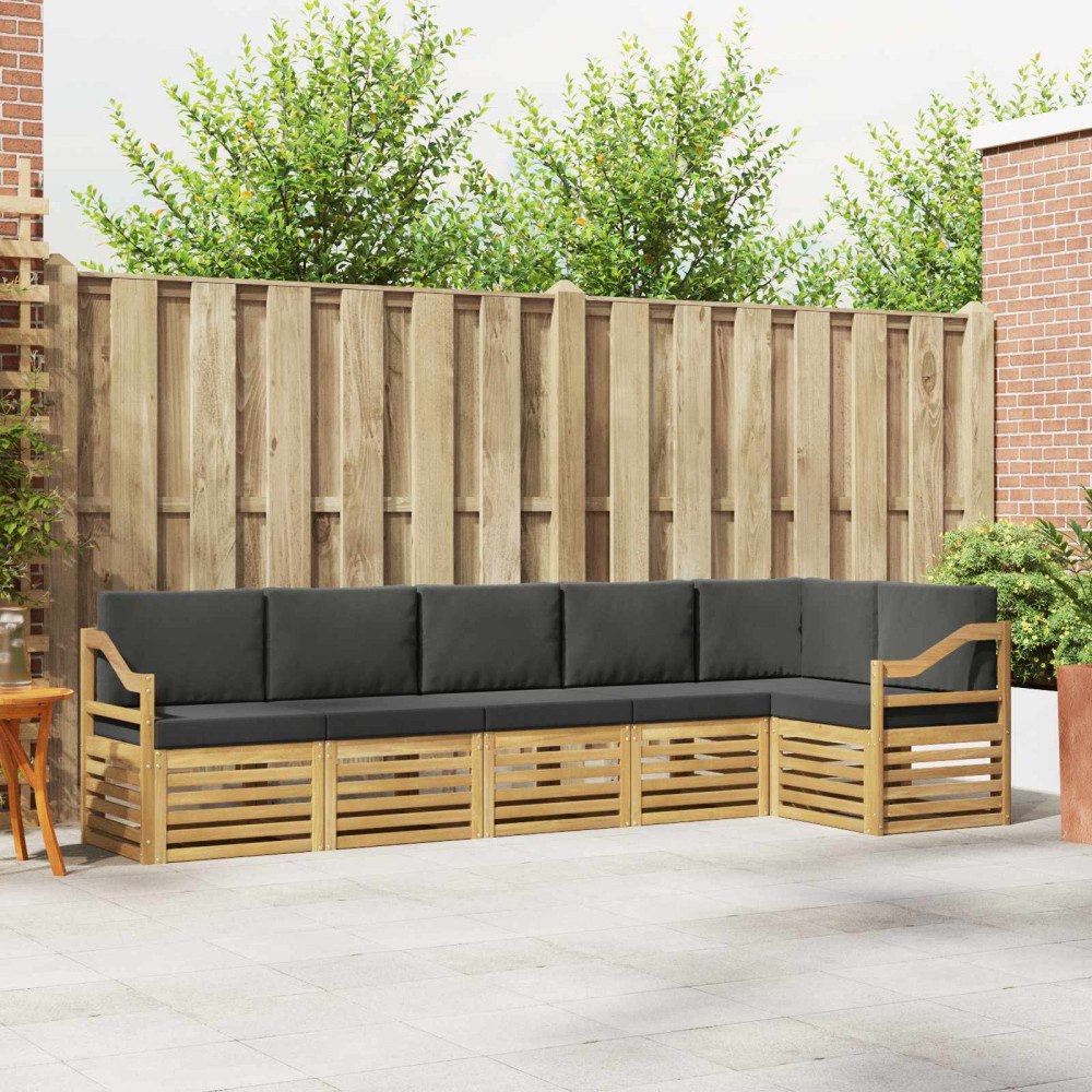vidaXL Utomhussoffset 6 pcs Vit och antracit 304 x 126,5 x 73 cm