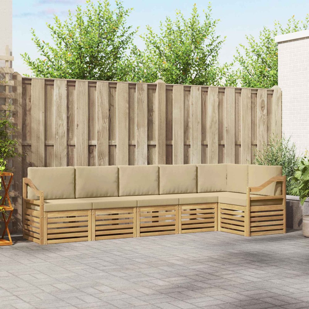 vidaXL Utomhussoffset 6 pcs Vit och Beige 304 x 126,5 x 73 cm