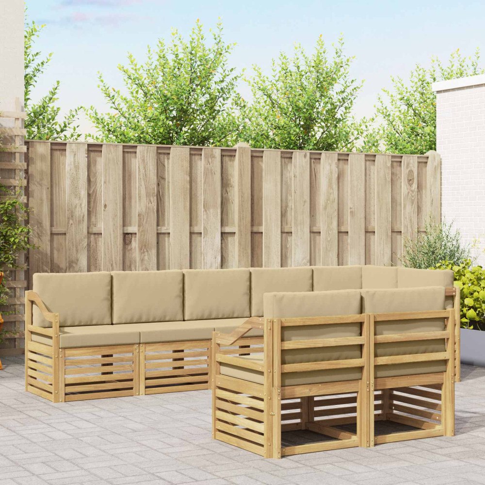 vidaXL Utomhussoffset 8 pcs Vit och Beige 304 x 126,5 x 73 cm