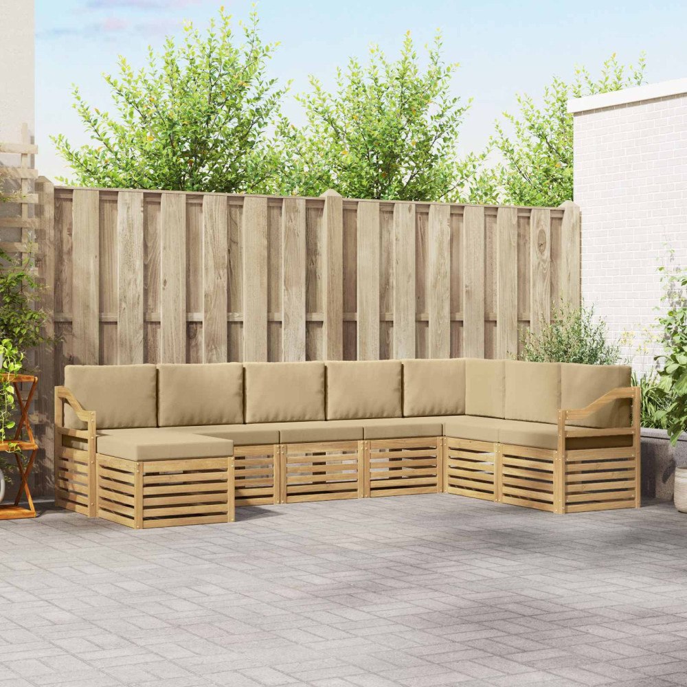 vidaXL Utomhussoffset 8 pcs Vit och Beige 304 x 185,5 x 73 cm