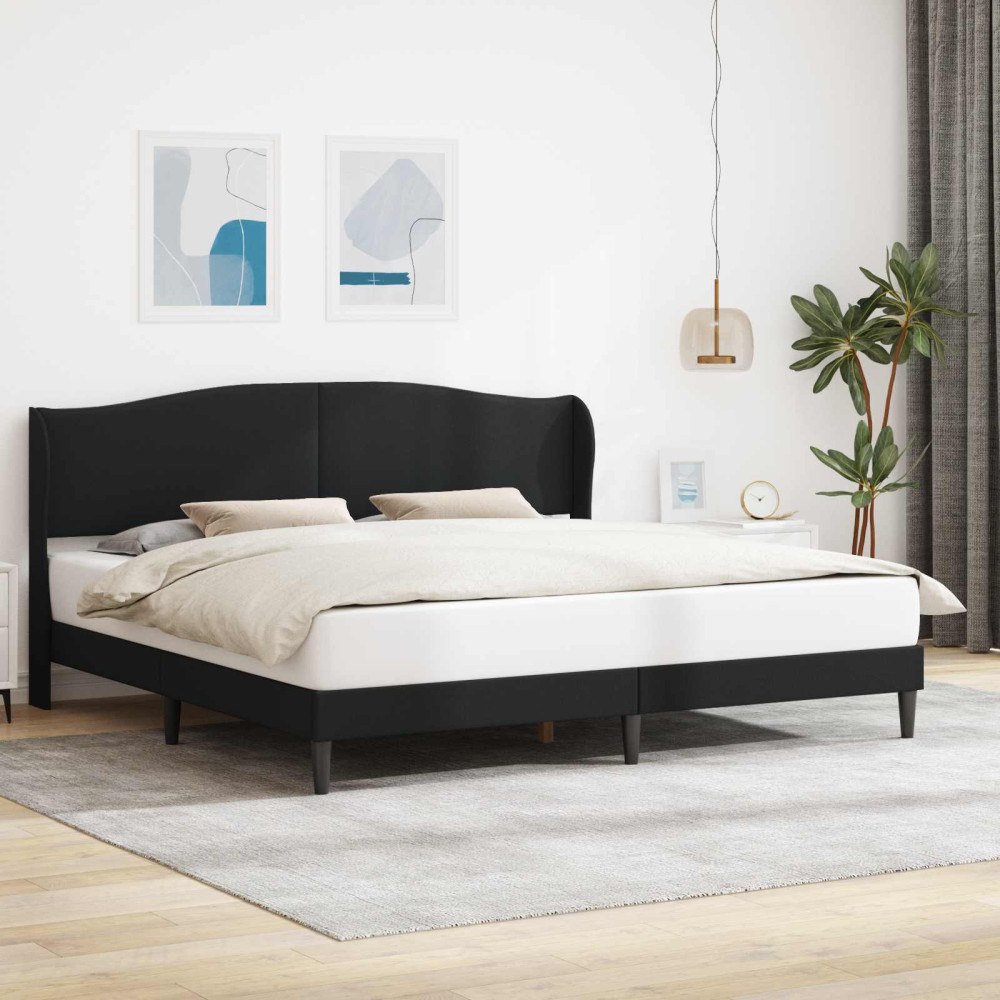 vidaXL Sängram med huvudgavel Svart 180 x 200 cm Konstläder