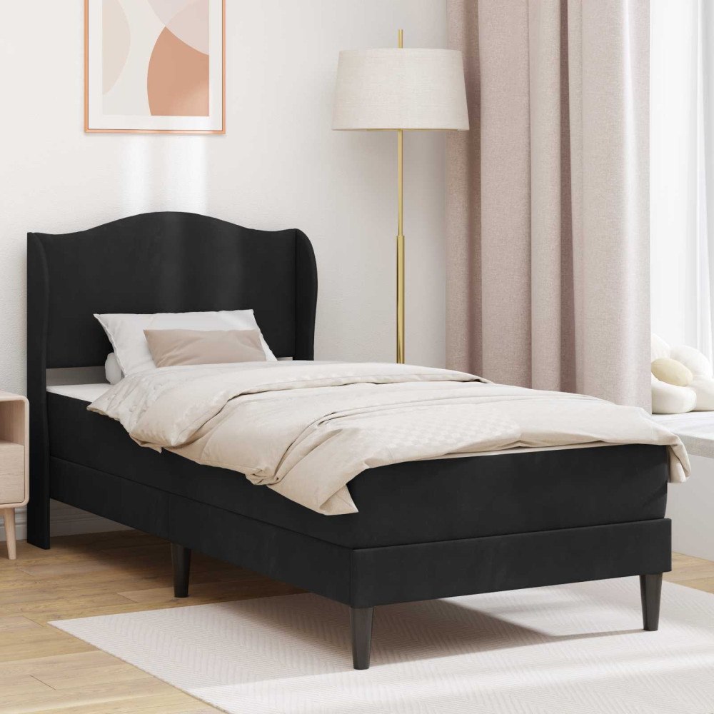 vidaXL Sängram med huvudgavel Svart 100 x 200 cm Sammet