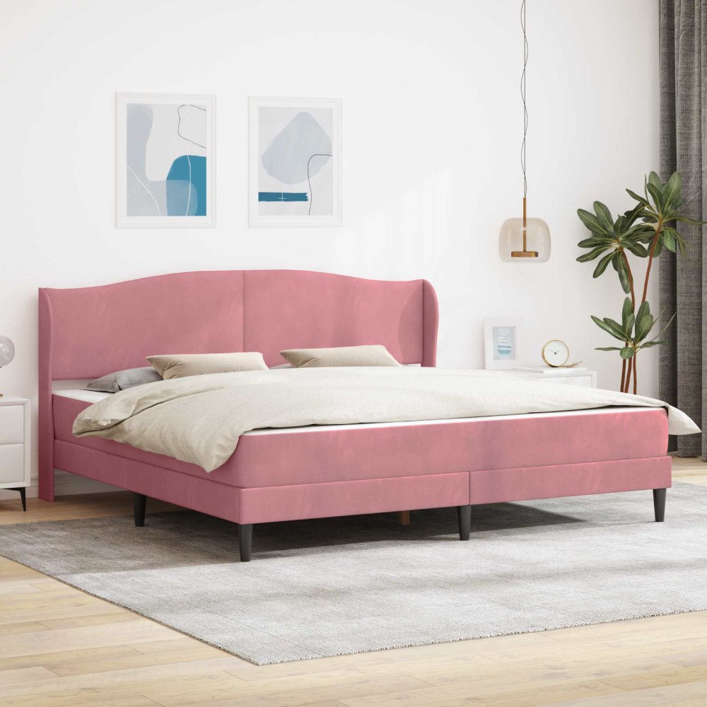 vidaXL Sängram med huvudgavel Rosa 200 x 200 cm Sammet