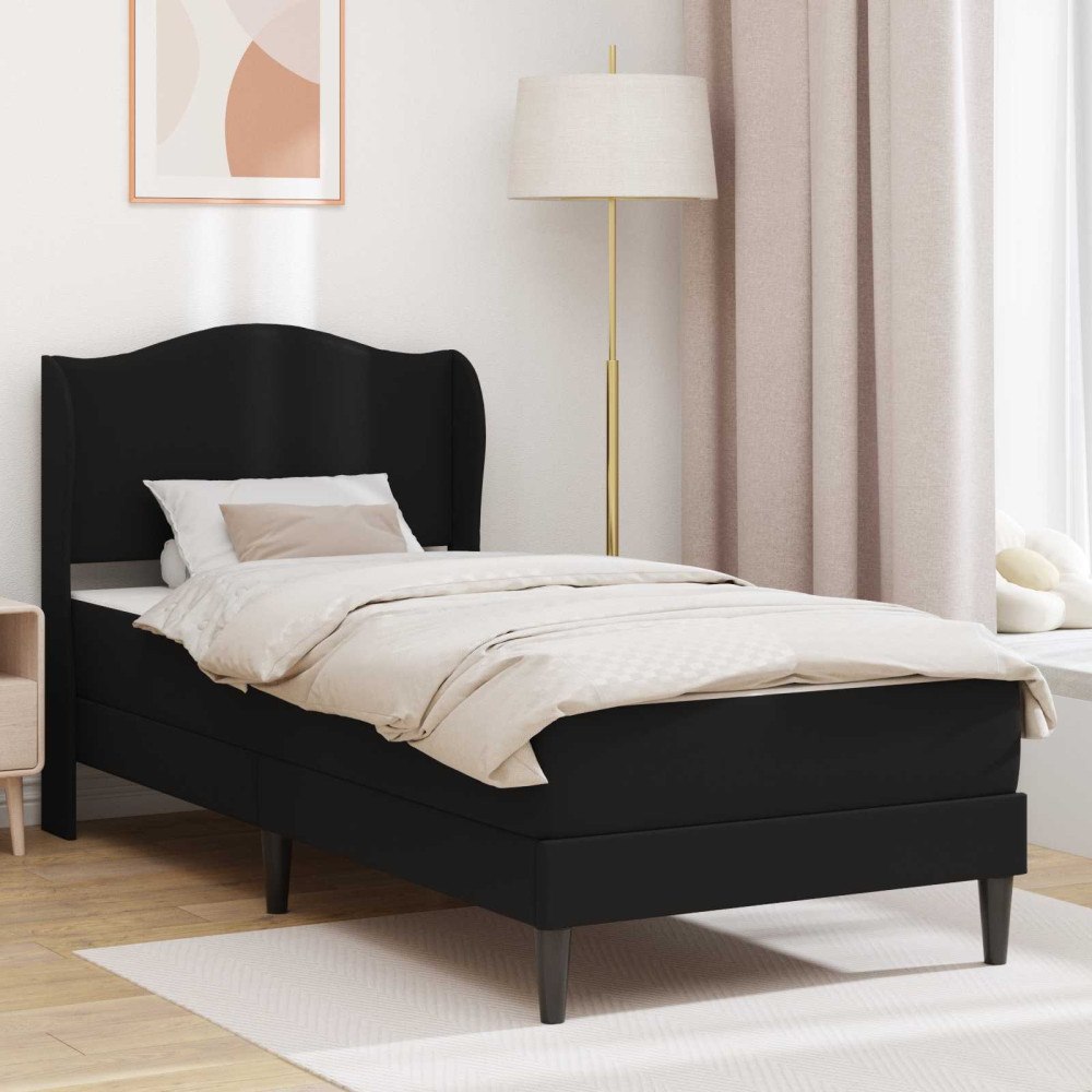 vidaXL Sängram med huvudgavel Svart 90 x 190 cm Konstläder