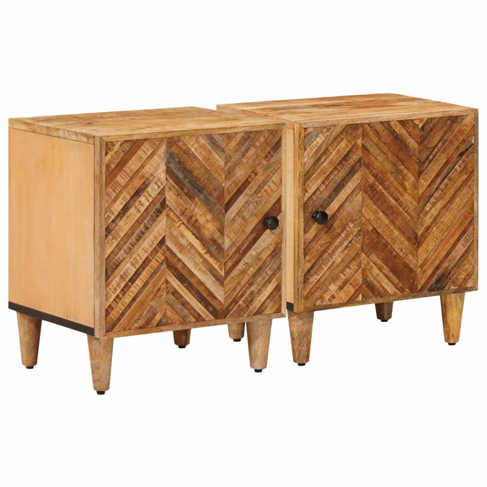 vidaXL Sängbord 2 pcs Brun 40 x 33,5 x 46 cm Massivt mangoträ