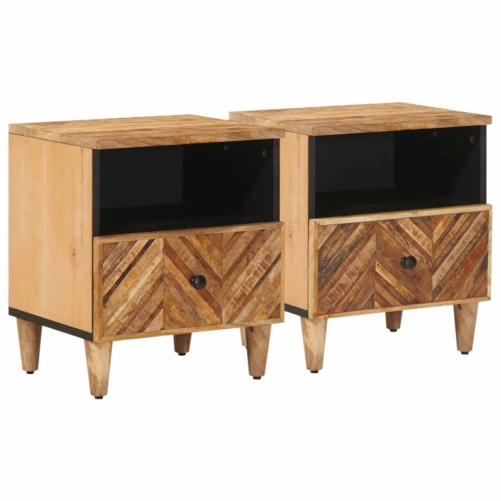 vidaXL Sängbord 2 pcs Brun 50 x 33 x 60 cm Massivt mangoträ