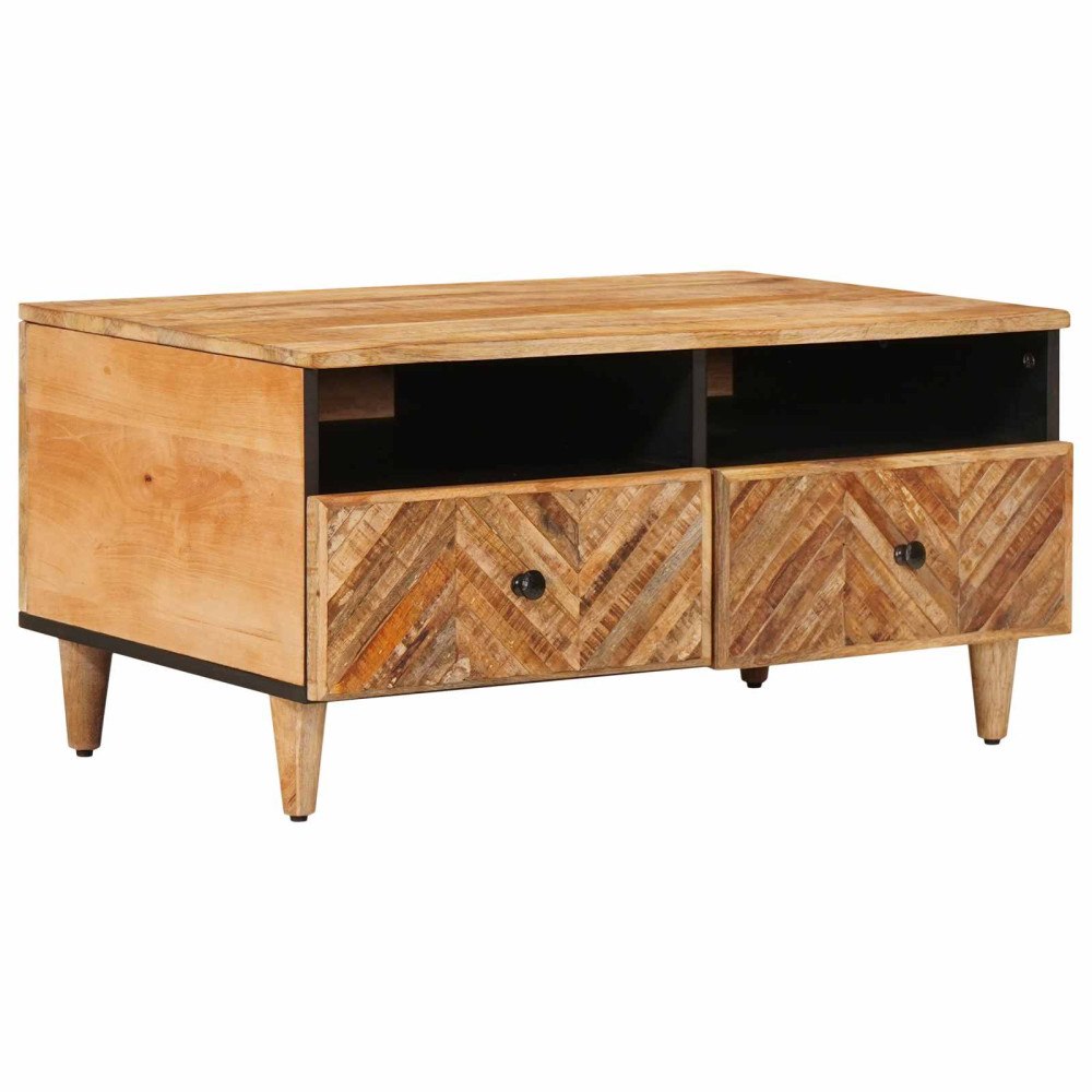 vidaXL Kaffeebord med låda Brun 80 x 54 x 40 cm Massivt mangoträ