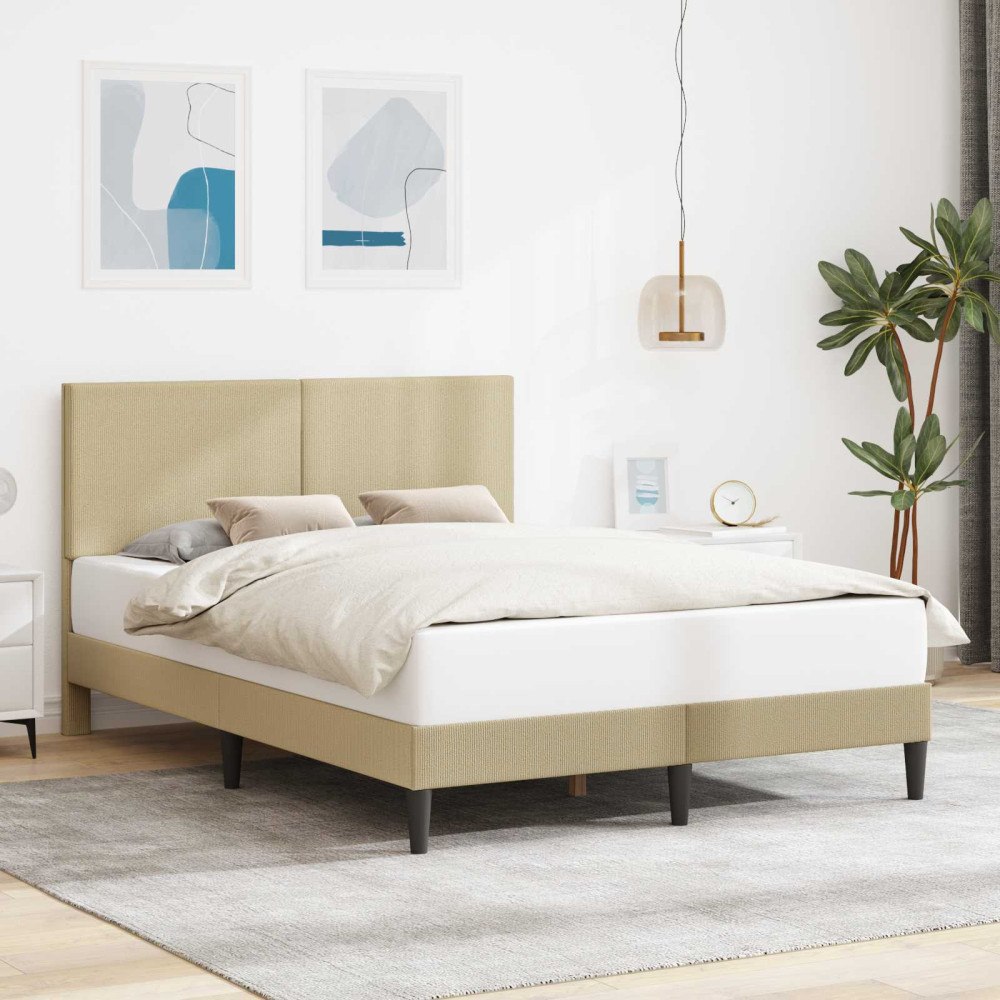 vidaXL Sängram med huvudgavel Ljust gröngrå 160 x 200 cm Kordread tyg