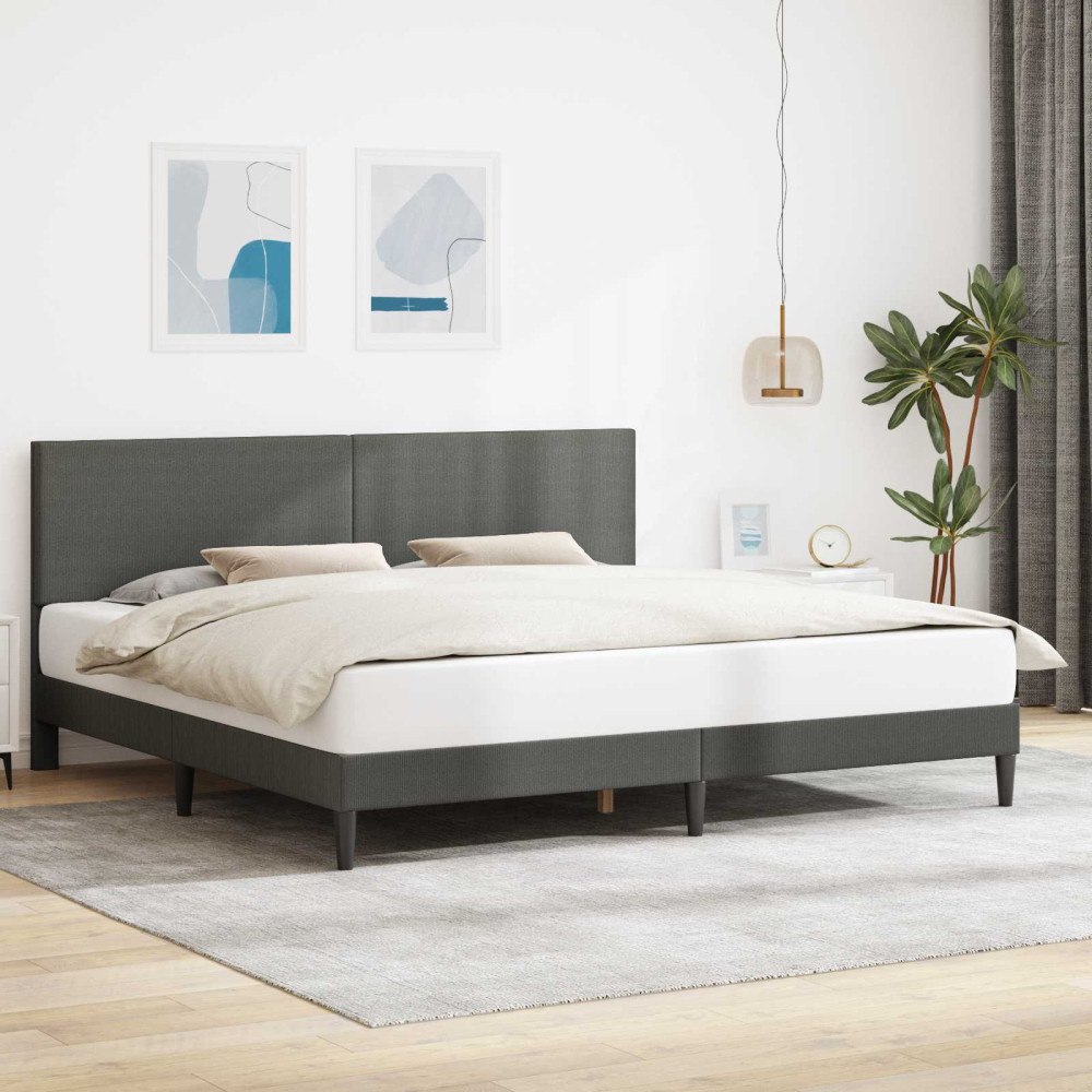 vidaXL Sängram med huvudgavel Mörkgrå 200 x 200 cm Kordread tyg