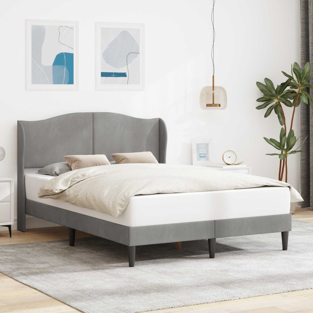 vidaXL Sängram med huvudgavel Ljusgrå 160 x 200 cm Sammet