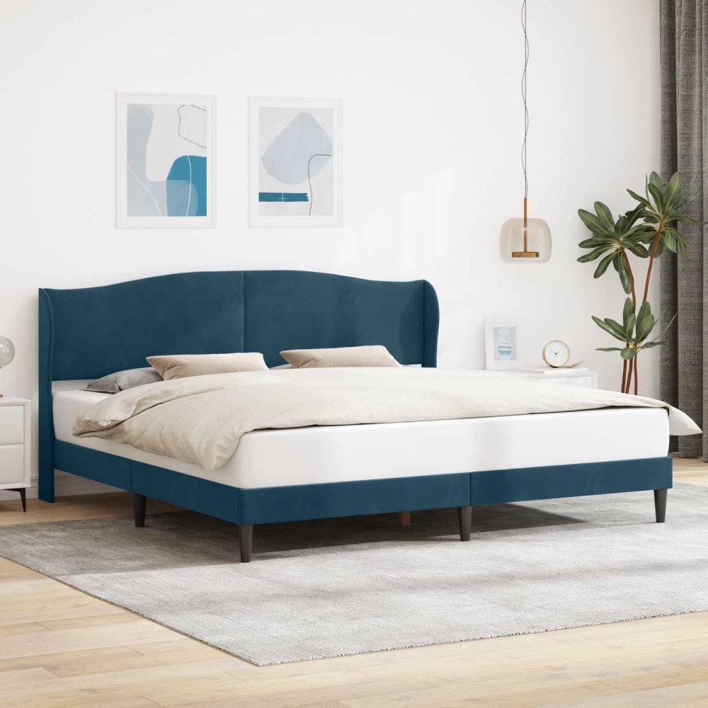 vidaXL Sängram med huvudgavel Blå 180 x 200 cm Sammet