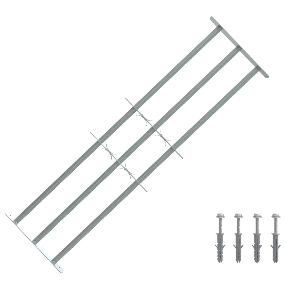 vidaXL Fönsterskyddsgaller med 3 Tvärstag 3 pcs 930-1740 mm