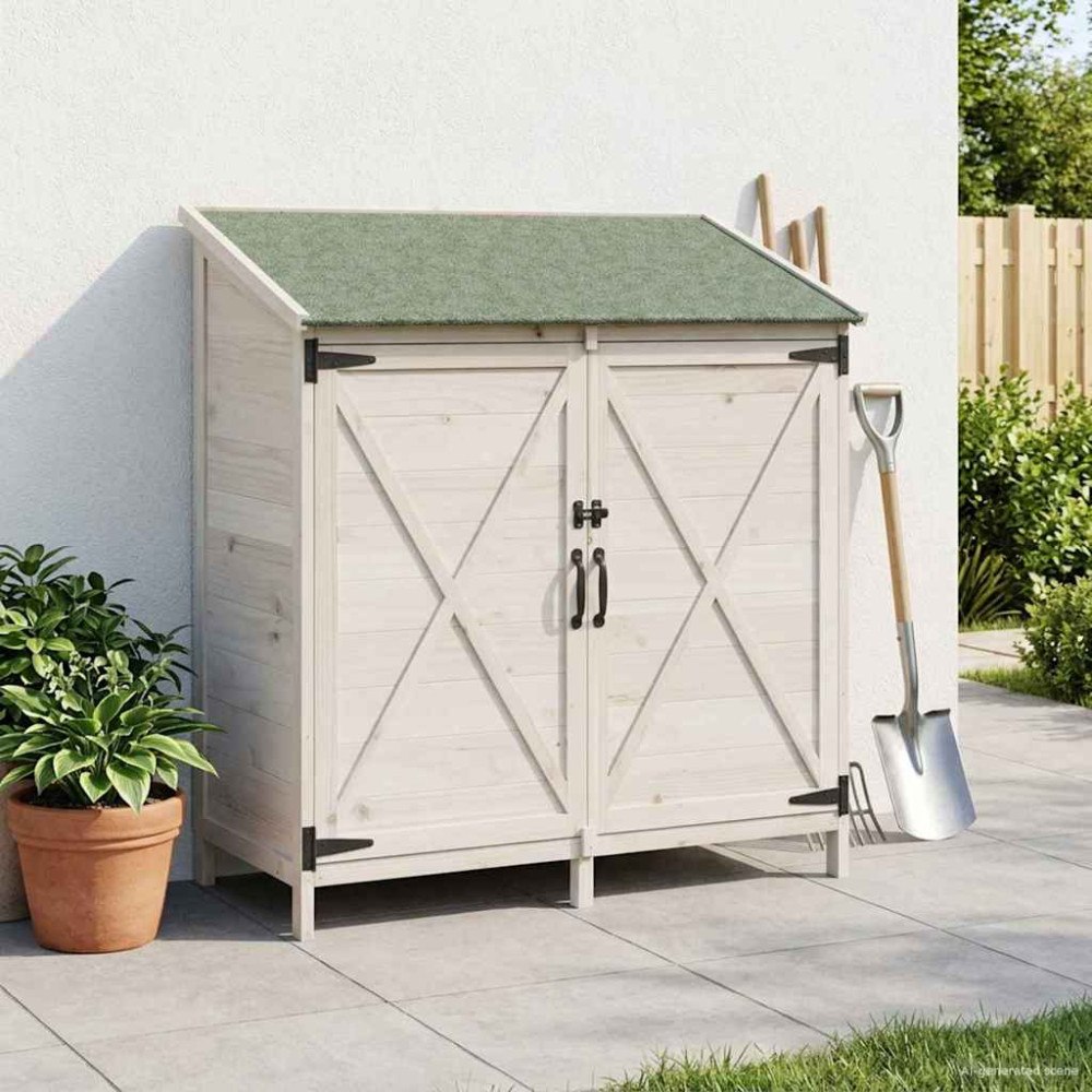 vidaXL Trädgårdshus Vit 106 x 56 x 113,5 cm Konstruerat trä
