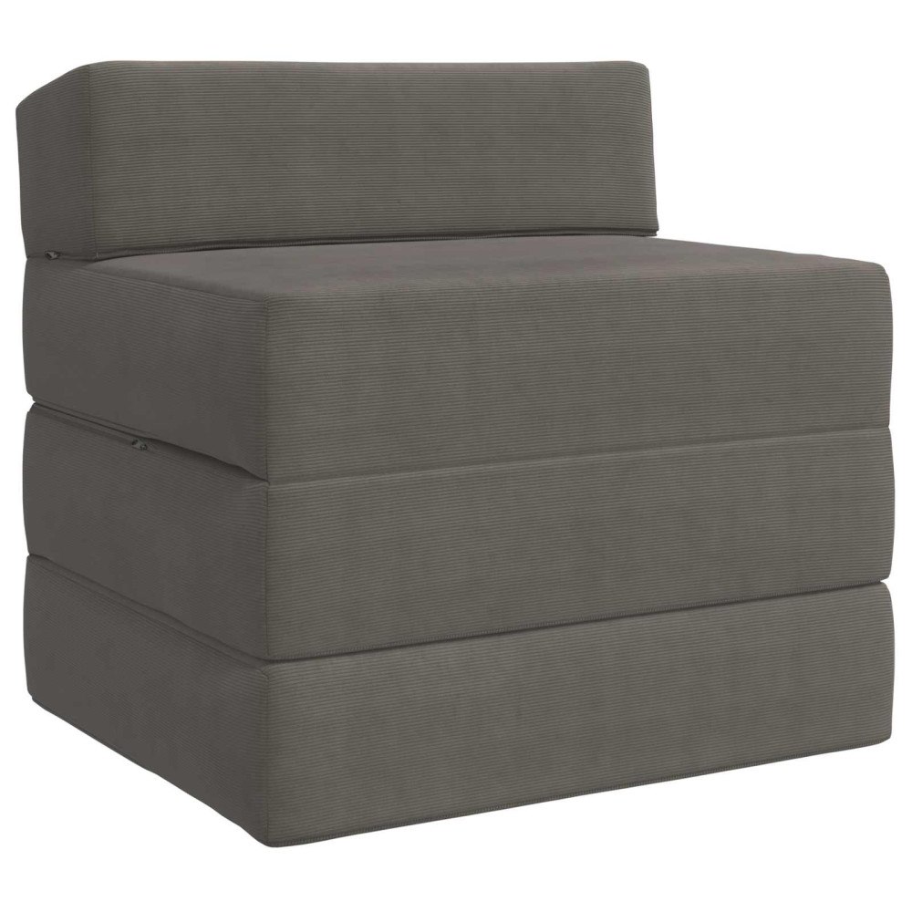 vidaXL Fällbar Soffbed Ljusgrå 200 x 70 x 15 cm Kordread tyg
