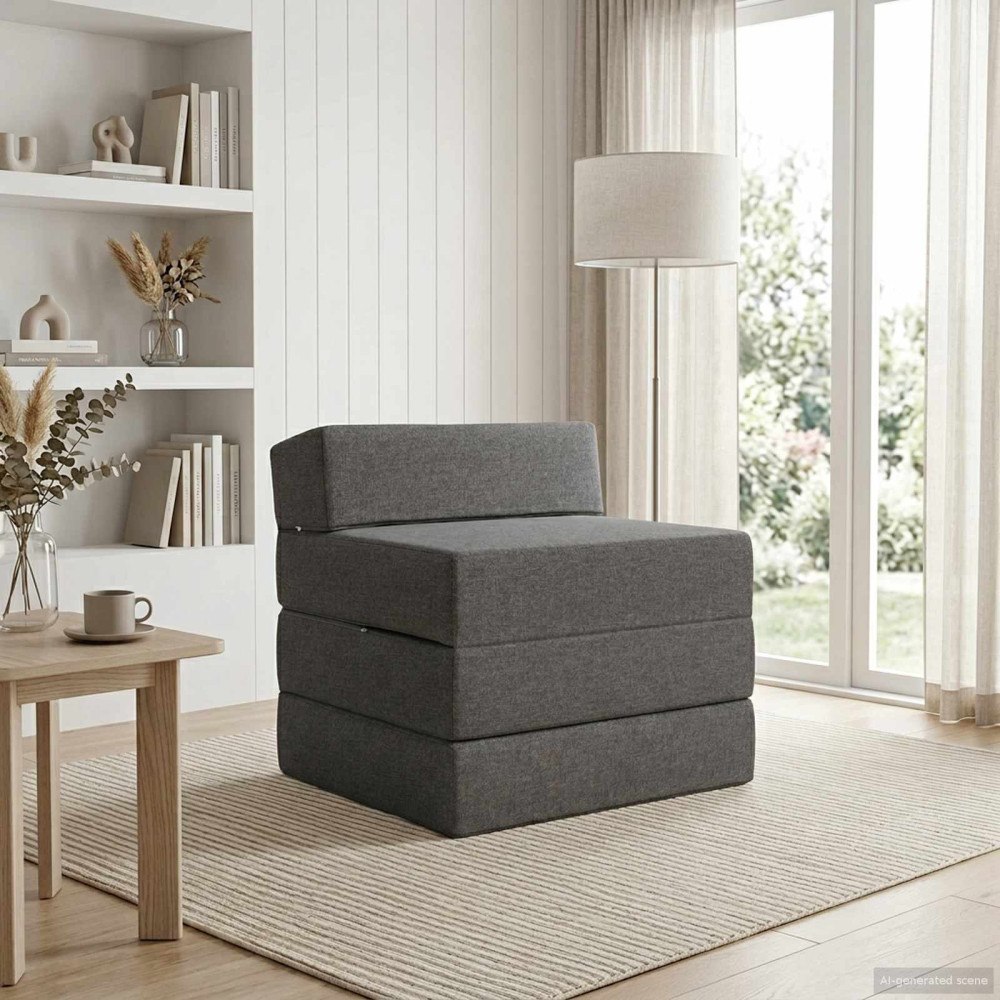 vidaXL Fällbar Soffbed Ljusgrå 200 x 70 x 10 cm Tyg