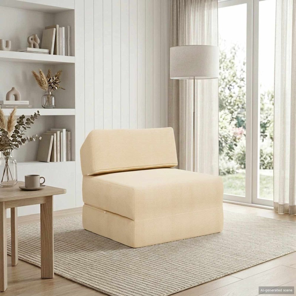 vidaXL Fällbar Soffbed Gräddvit 60 x 70 x 41 cm Tyg