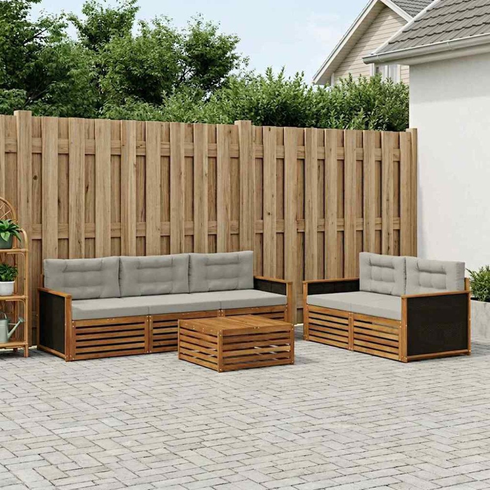 vidaXL Utomhussoffset 6 pcs Naturlig och ljusgrå