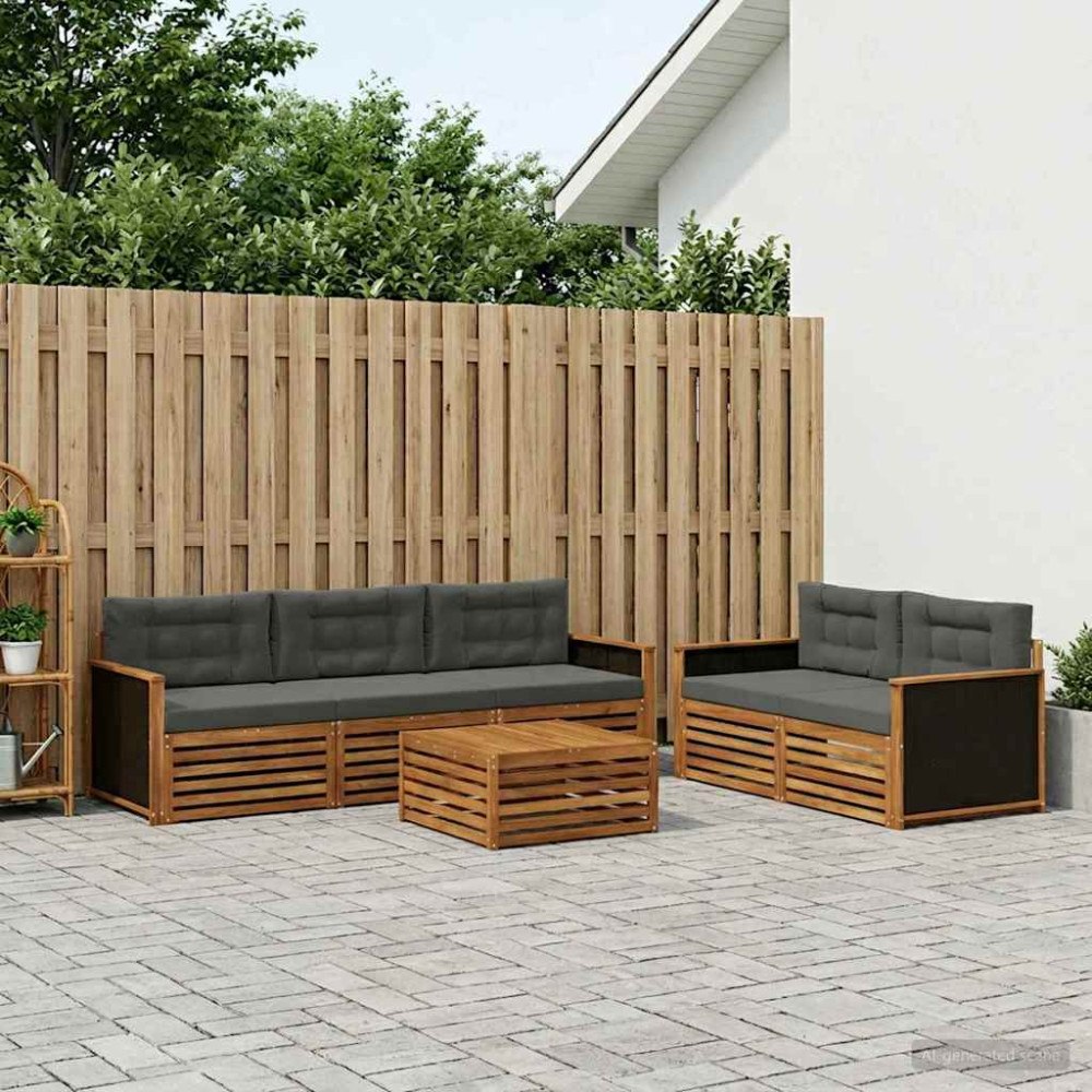 vidaXL Utomhussoffset 6 pcs Naturlig och Antracit