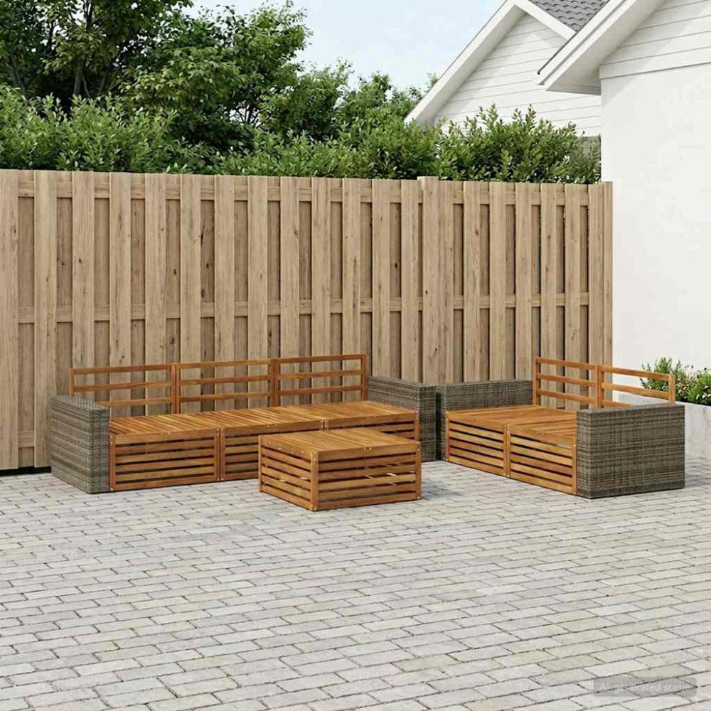 vidaXL Utomhussoffset 6 pcs Naturlig Massivt Akaciaträ