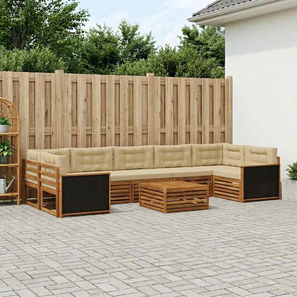 vidaXL Utomhussoffset 8 pcs Naturlig och Beige