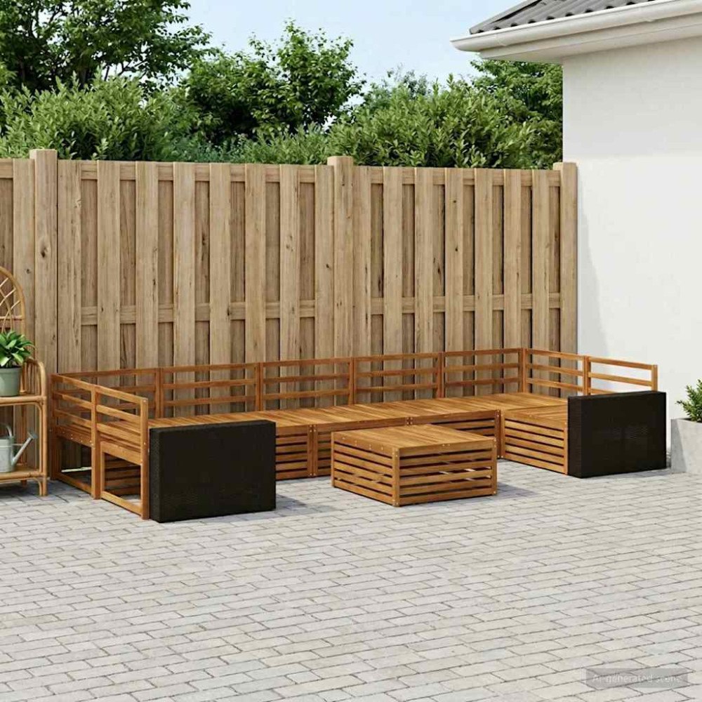 vidaXL Utomhussoffset 8 pcs Naturlig Massivt Akaciaträ