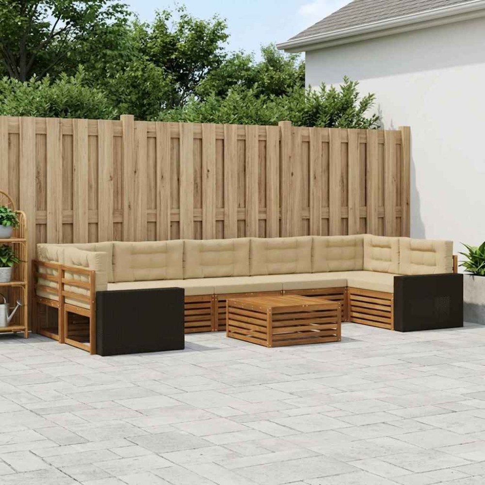 vidaXL Utomhussoffset 8 pcs Naturlig och Beige