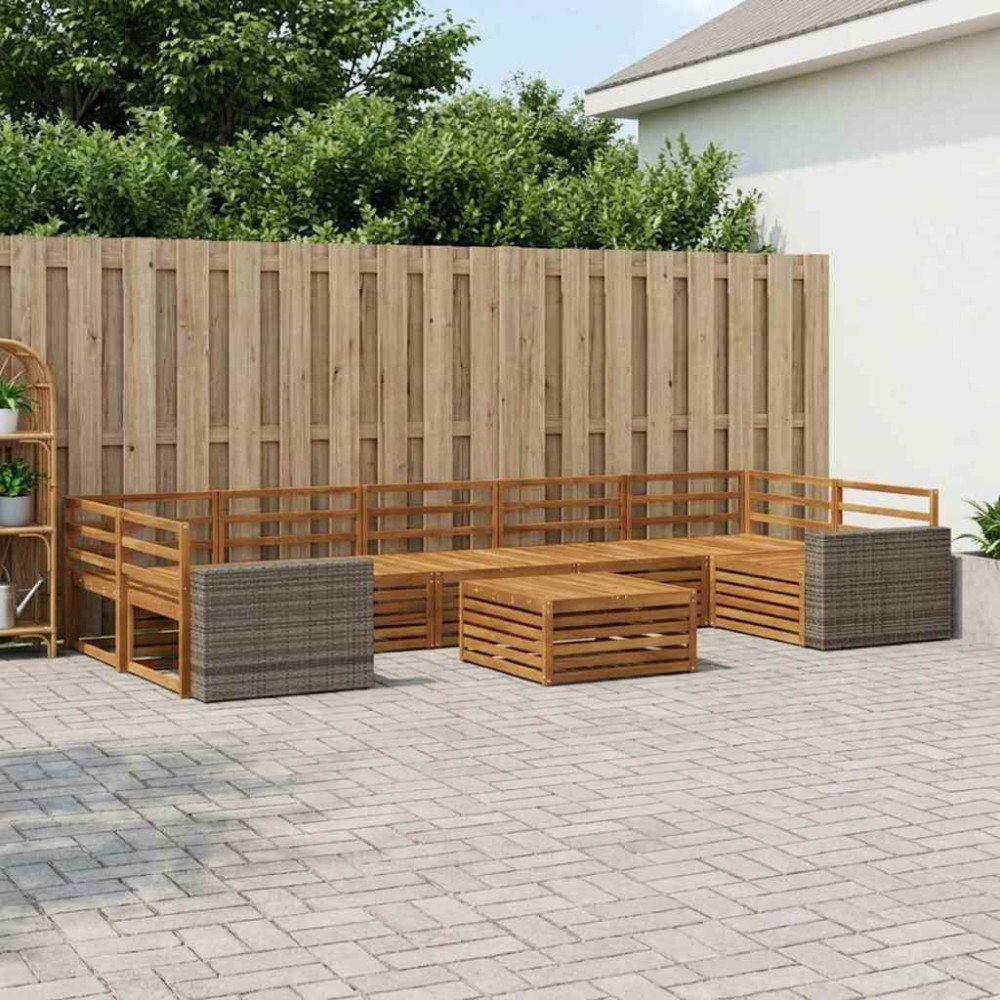 vidaXL Utomhussoffset 8 pcs Naturlig Massivt Akaciaträ
