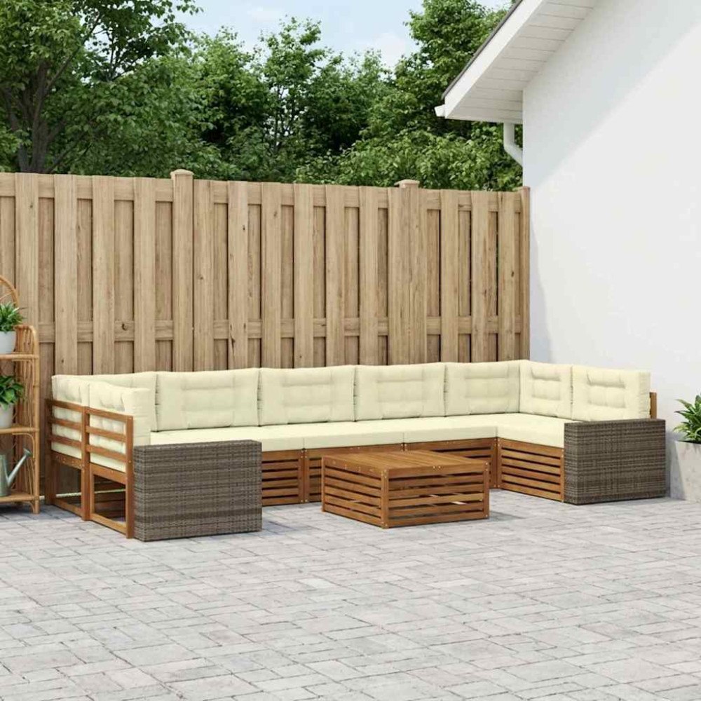 vidaXL Utomhussoffset 8 pcs Naturlig och Grädde