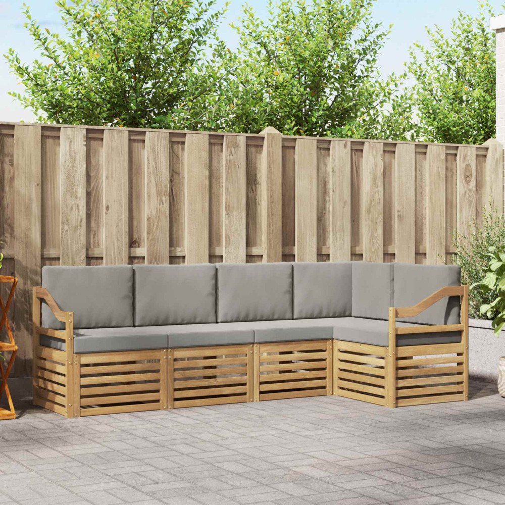 vidaXL Utomhussoffset 5 pcs Vit och ljusgrå 245 x 126,5 x 73 cm